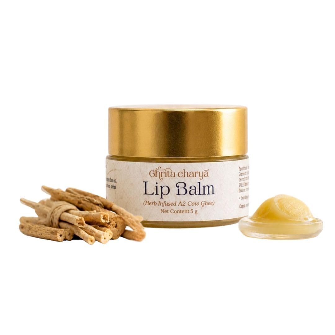 Ghrita Charya Lip Balm (Medicated A2 Cow Ghee) | Heals cracked & chapped lips | Hydrates & Support Natural Lip Texture | Helps to reduce Dryness | Soft, smooth & plump lips | For Both Men & Women-picture-18