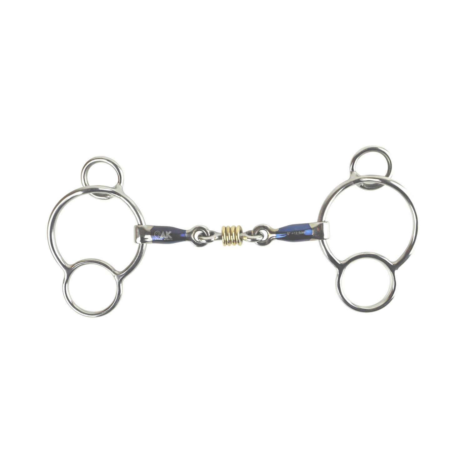 AK Universal Loose Ring Lozenge Horse Riding Bit with Sweat Iron Mouthpiece AKRS-2624 (Blue-Silver, 5.75'')