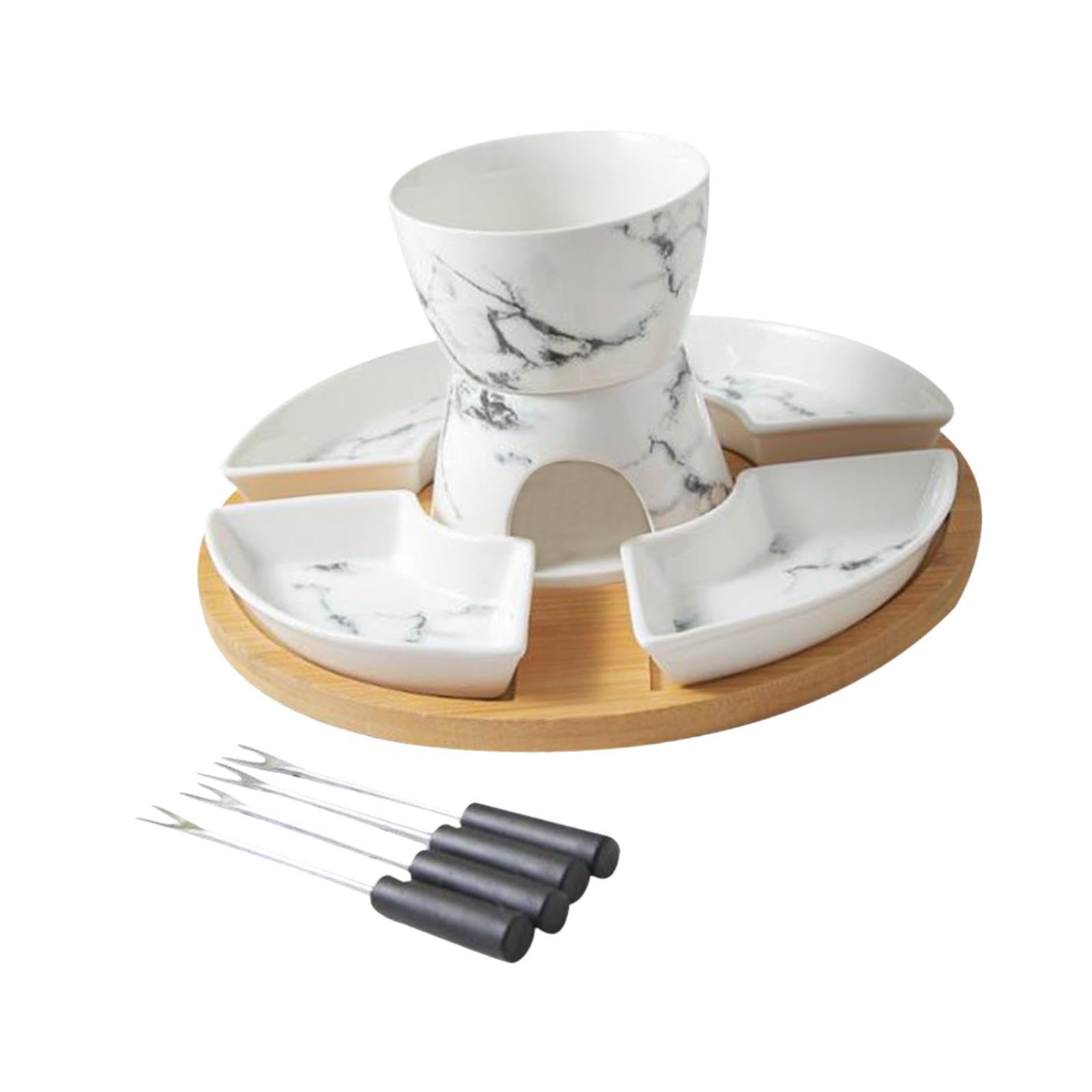 Service à Fondue avec Bougie Chauffe-Plat et Caquelon à Fondue Au Chocolat pour Fromage Au Caramel