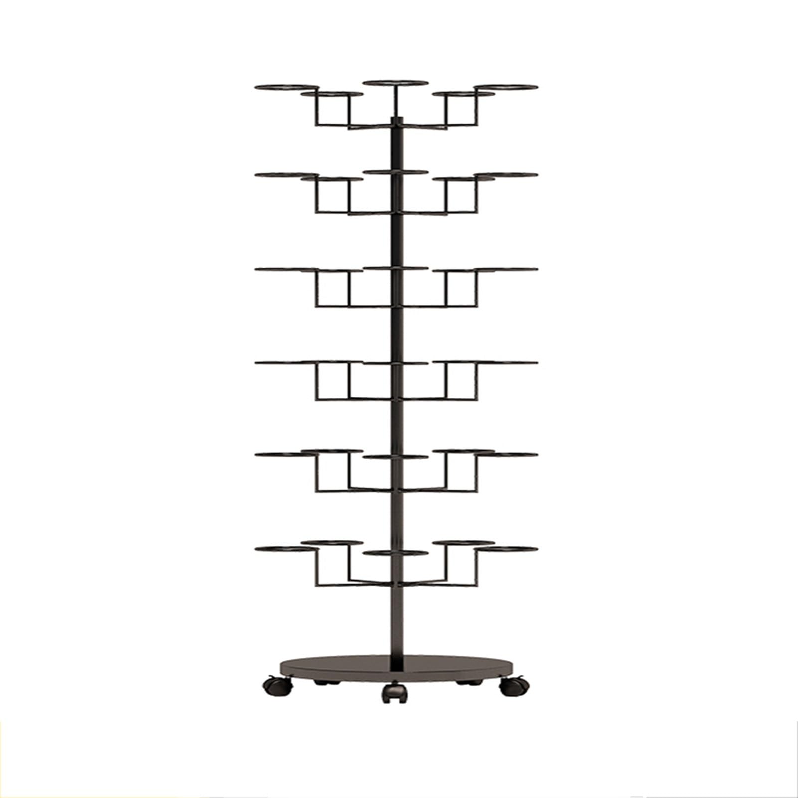 YNBSHGAA Rotating Hat Display Rack Stand, Freestanding Multi-Layer Retail Display for Hats, Wigs & Helmets - 5 Layers, 61x22in, Black - Perfect for Store & Boutique Use,Black-6 layers 61x22in