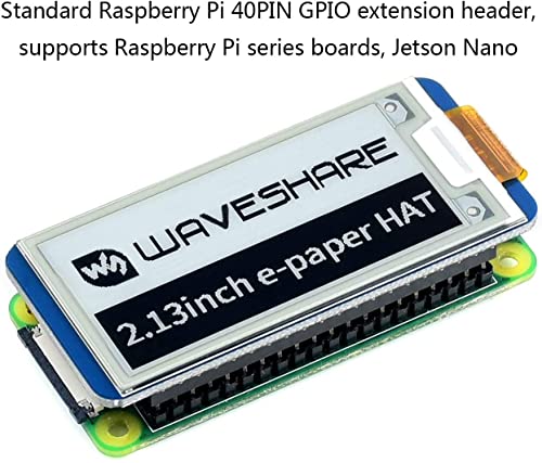 Image of Waveshare 2.13inch E-Ink Display HAT Rev2.1 Black,White Two-Color 250x122 Pixel E-Paper Screen LCD for Raspberry Pi 4B /3B+ /3B /2B /Zero /Zero W /Zero WH and Jetson Nano SPI Interface