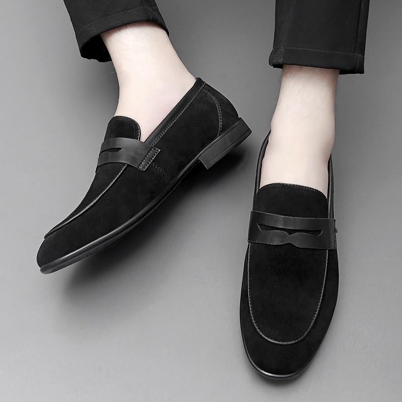 Men's Loafers Round Toe PU Leather Apron Toe Penny Loafers Slip Resistant Flexible Comfortable Casual Slip-on4