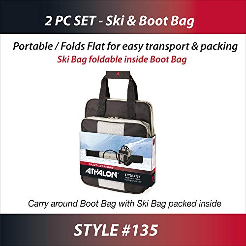 Athalon Deluxe #135 Two-Piece Ski And Boot Bag Combo Boxed, (Silver/Black, 185 Cm) #TOP5