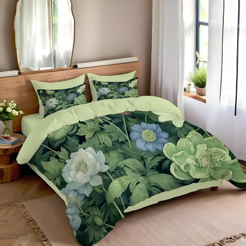 Housse de couette 200x200 verte en microfibre avec 2 taies d'oreiller - 3