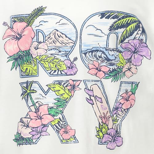 Image of Roxy Girls' Short Sleeve Oversized Fit Logo Tee, Crew Neck Graphic T-Shirt, Soft & Comfortable