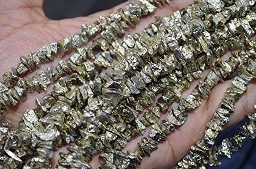 Pyrite 14K Gold de LKBEADS éclats bruts 5-7mm sur fil de 40cm pour création bijoux