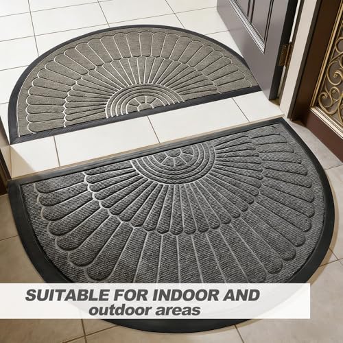 Paillasson extérieur lavable 50x80cm tapis entrée demi-lune résistant