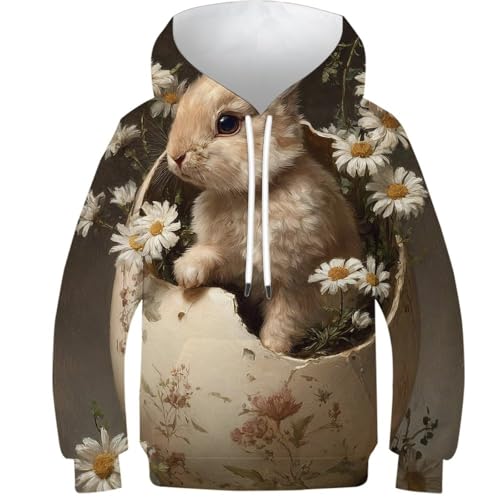 Sweat à capuche imprimé lapin unisexe, fini les pulls fades pour enfants