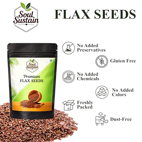Image of SoulSustain Flax Seeds Brown 150 GM | Raw Linseed for Eating | Omega 3 Rich Seeds | High Fiber Flaxseed for Digestion, Heart Health, Weight Management | Vegan Gluten Free Superfood