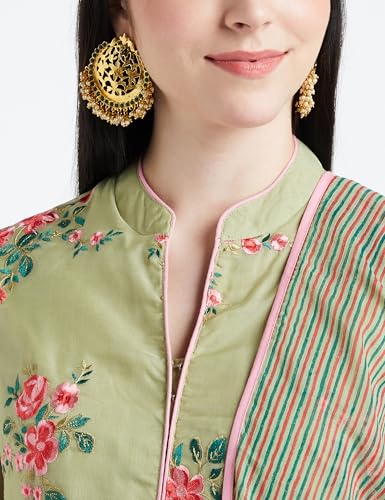 Image of BIBA Women Art Silk Straight Solid Suit Set