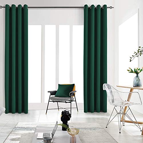 JSFLY Blackout Curtains for Bedroom Thermal Insulated Light Blocking Room Darkening Curtains Solid Grommet Window Drapes for Living Room, Set of 2 Curtain Panels 52 W x 84 L inch Long Hunter Green by JSFLY - Image 2