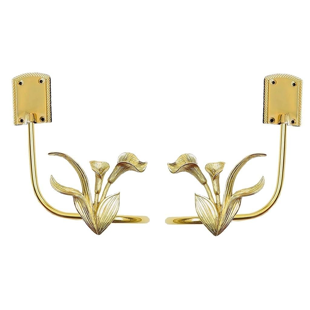 Haki do zasłon, mosiężne uchwyty do zasłon, haki do zasłon, ozdobne haki do zasłon w kształcie lilii,Set of 2