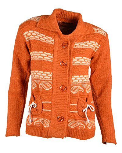 Buy Veenu Oswal Women's Banded Collar Cardigans(Sweater) Orange at Amazon.in