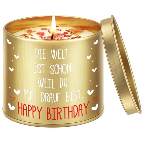 PRSTENLY Geburtstagsgeschenk für Männer Frauen, 9OZ Kerze aus Metall Geschenke für Mann Frau Papa Opa Bruder Sohn Freund zur 30 40 50 60 Geburstag, Gold
