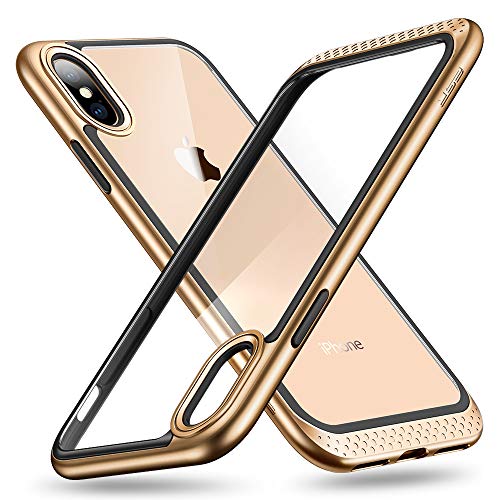 ESR Bumper Hoop Case for iPhone Xs Max, Heavy Duty Armor with Flexible Cushion [Reinforced Camera Protection] [Glass-Back Safe] for 6.5 inch(2018)(Gold)
