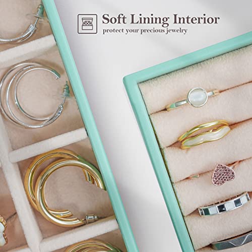 Image of ProCase Stackable Jewelry Organizer Trays for Drawers, Jewelry Drawer Inserts Container Display Case Storage for Earring Necklace Rings Bracelet with Removable Dividers -Mint, 4 Layers