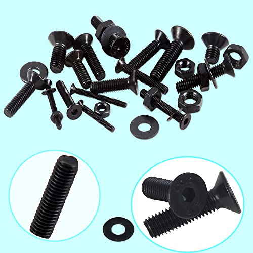 HVDHYY 1065pcs Black Bolt and Nut set M2 M3 M4 M5 Machine Phillips Pan Head Screws & Nuts & Washers Assortment kit Button with a Reusable Storage Box (4 Hex Wrenches) - Image 3