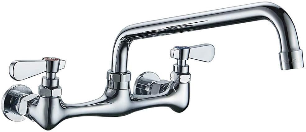 Homevacious Utility Sink Faucet Wall Mount Commercial Faucet Kitchen Laundry 8" Swivel Spouts 2 Dual Handle Restaurant Industrial Chrome Mixer Tap