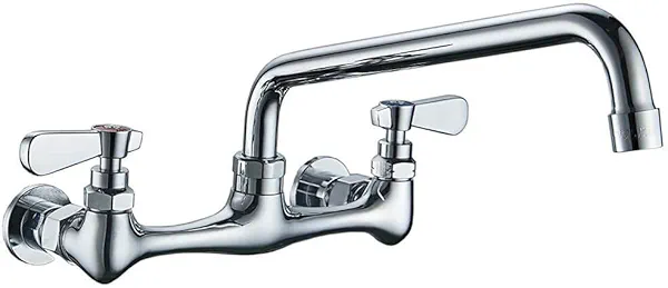 Utility Sink Faucet Wall Mount Commercial Faucet Kitchen Laundry 8 Inch Swivel Spout 2 Dual Handle Restaurant Industrial Chrome Mixer Tap by Homevacious