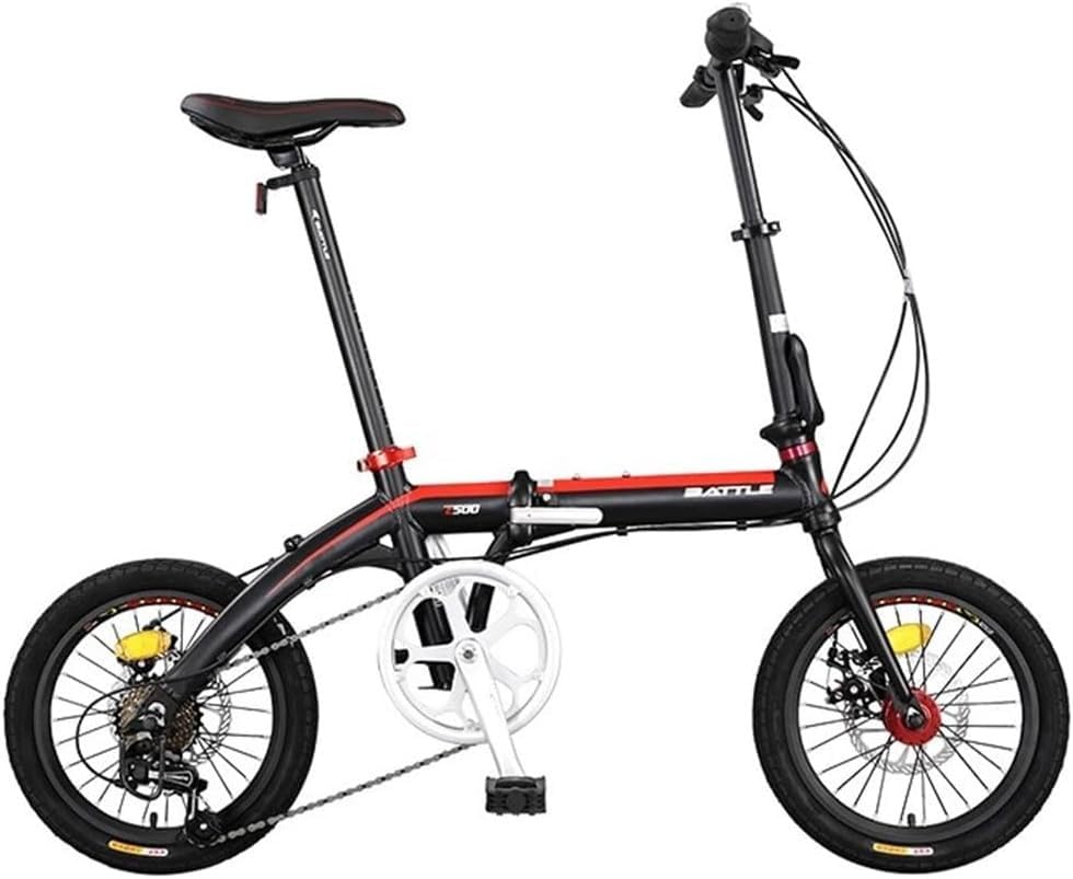 Bicicleta Plegable 16 Pulgadas, Bicicleta Plegable Aluminio Ligero 7 Velocidades, Minibicicleta Plegable Con Sistema Plegado Rápido Con Freno Disco Doble A,16in