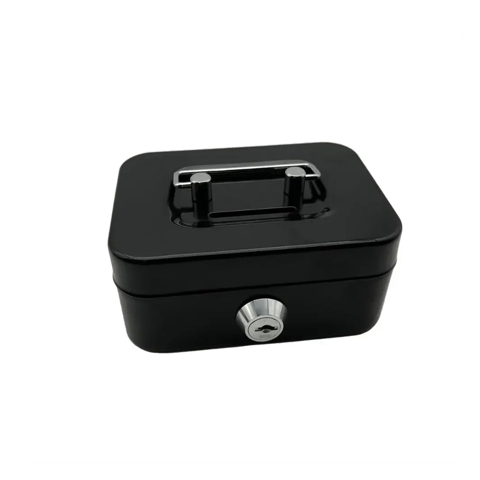 Metal Key Lock Cash Box with Handle Small Money Organizer Storage Box with Lockable Cover for Easy(Nero)