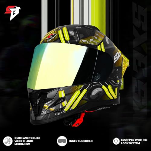Image of Steelbird SBH 61 SXE X2 ISI and Dot Certified Full Face Helmet for Men and with Inner Silver Sunshield