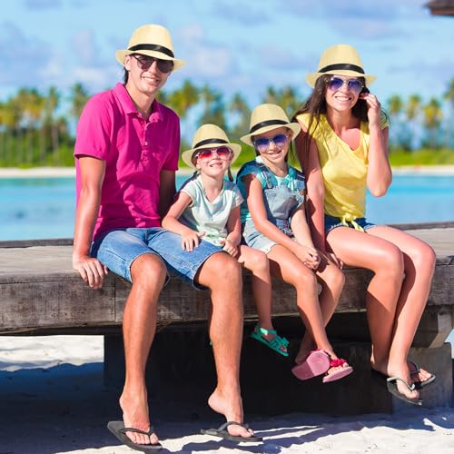 Image of Suhine 36 Pcs Men Fedora Hats for 20s Party Supplies Panama Cap Straw Short Brim for Prom Wedding Summer Party Costume Women