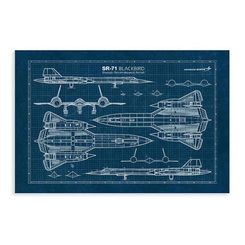 Poster sur toile SR-71 Blackbird Blueprint idee cadeau originale pour passionne