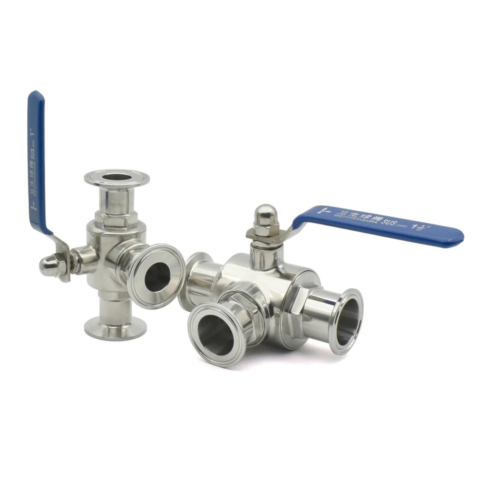 Válvula de Bola de Tres vías en Forma de T de Grado Sanitario de Acero Inoxidable SS304/316L de 19/25/32/38/45/51 mm, Tipo de Anillo de Puerto T/L OD50.5/64 mm(SUS304,L-Port,32mm Ferrule 50.5)
