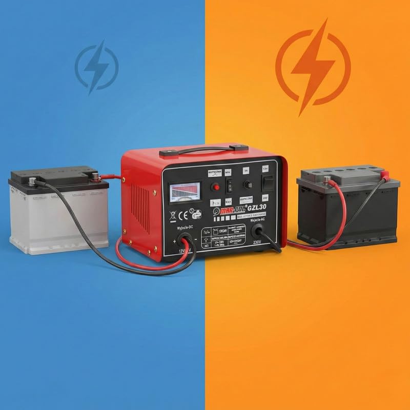 Image of IMJ-Global Portable Battery Charger for Car and Motorcycle Lead Acid Batteries (12V-24V | 30-180Ah) Professional Car Charger with Quick Charge Overheat Protection