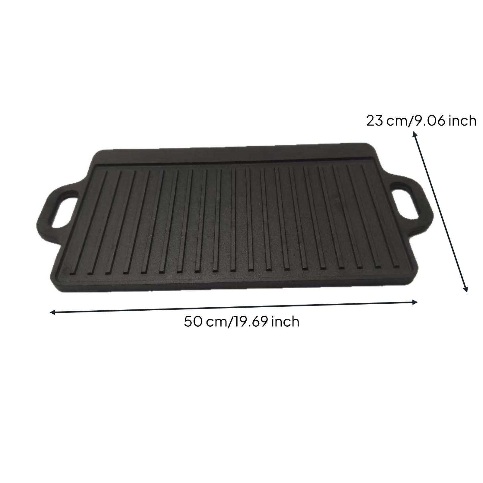 Plancha Cocina Recubrimiento Comal Hierro Fundido para Asar y Dorar Alimentos, Cocina Interior, 50x23cm