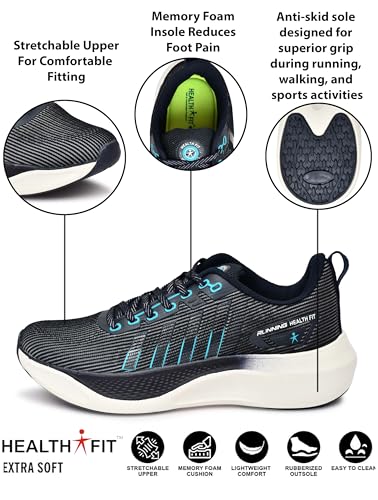 Image of Sports Shoes with Crystal Cushion Technology Lightweight Shoes Training Cricket,Gym,Comfortable Extra Max Cusion with Memory Foam Insole Running Shoes for Men HF145