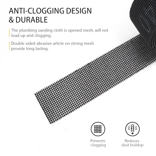 Image of SCOTTCHEN Sanding Rolls /Plumbing Sanding Cloth 1-1 /2 inch x 11yd (33 ft) / Plumber's Double Side Open Mesh /Silicon Carbide Grit #240-1Roll