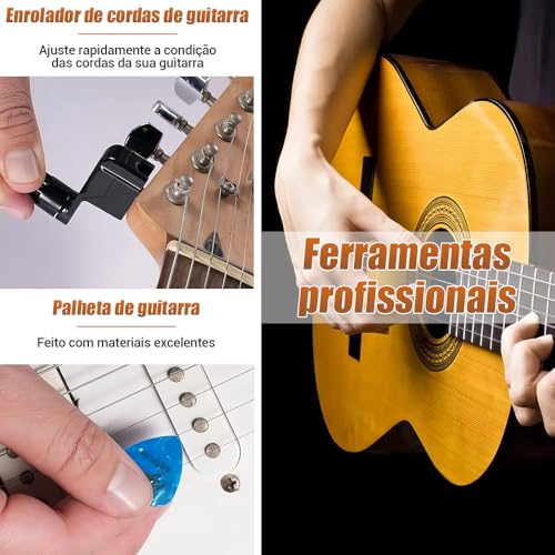 Kit Guitarra, Conjunto de Ferramentas para Guitarra com 72 Peças, Kit de Reparo de Guitarra, Kit de