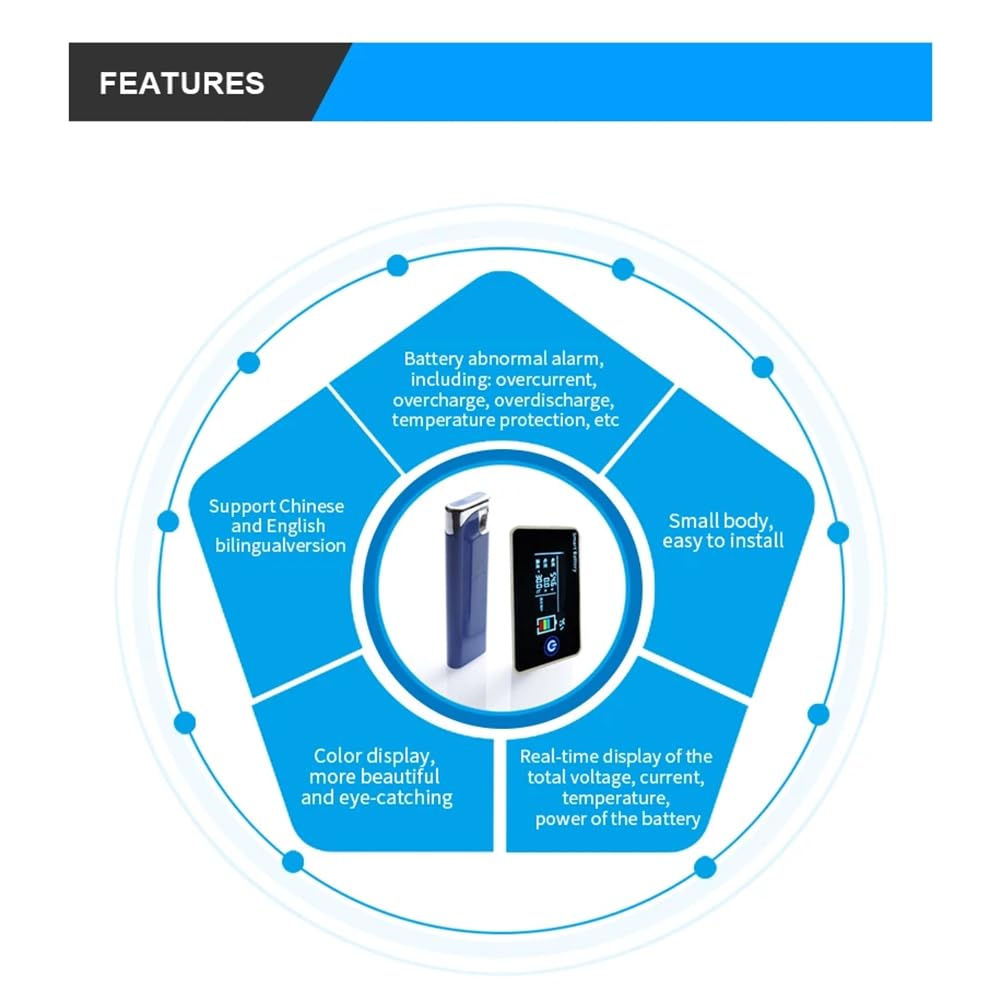 JBD Smart Battery Management System Drahtloses LCD-Display für Elektrofahrzeuge Monitor Kommunikation mit Displayer BT-Display