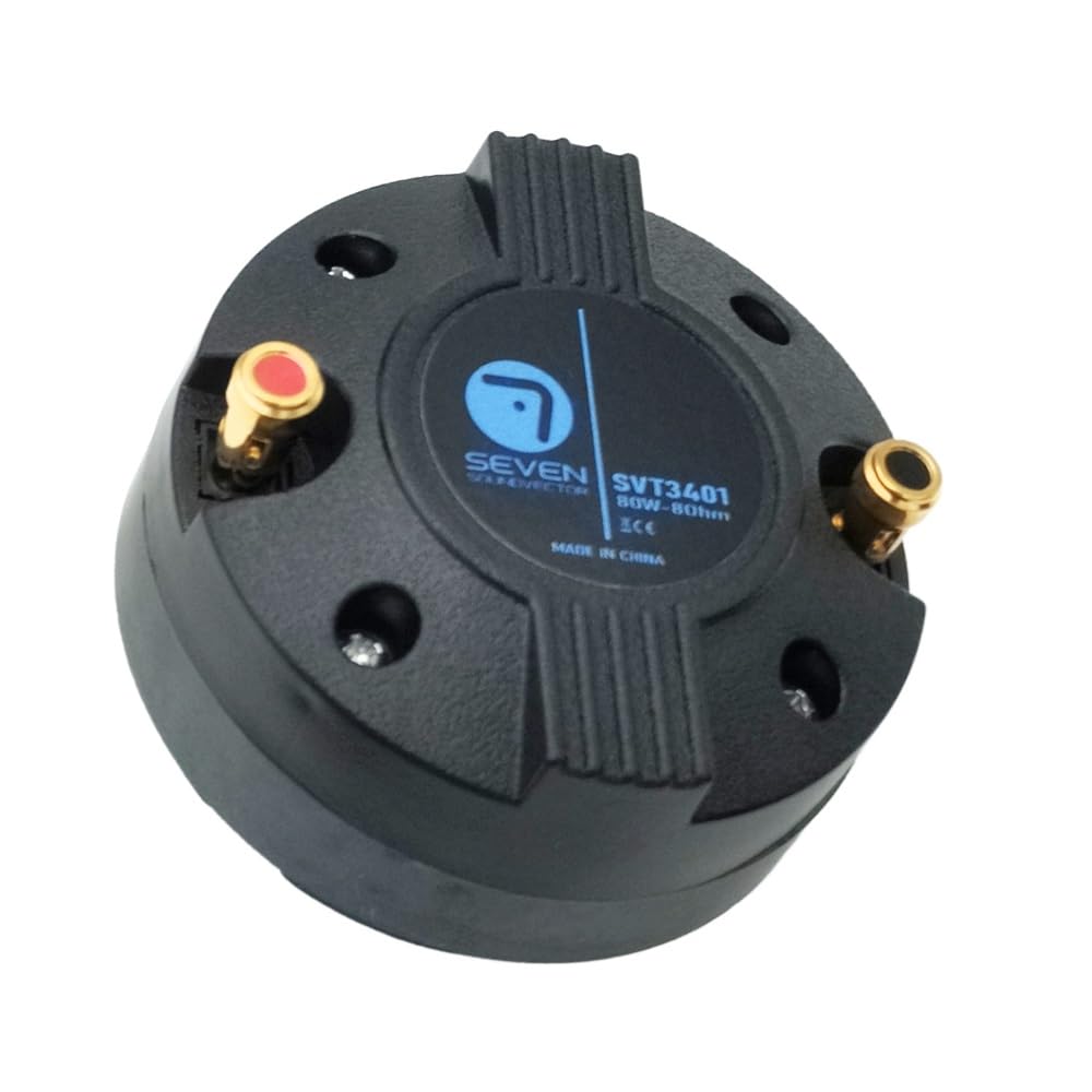 Seven Soundvector SVT3401-B Driver de Compresión Tweeter Motor de Agudos Diafragma de Titanio 34mm Sensibilidad 107dB Potencia Nominal 40W AES 160W Peak para Altavoces Profesionales de 12"