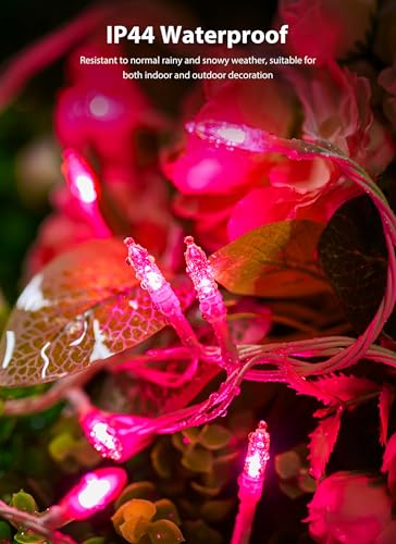Image of Pink Christmas Mini Lights, 39Feet 100 LED Pink String Light with 8 Lighting Modes, Connectable Valentine's Lights for Indoor Outdoor Valentine's Day Garland Wreath Holiday Decoration, White Wire