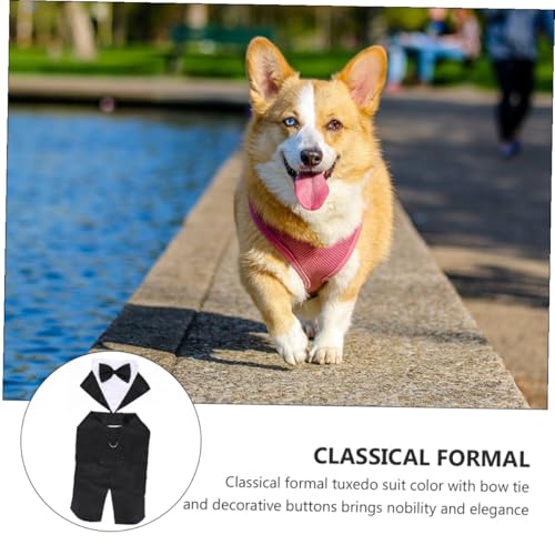 Traje formal tipo esmoquin para perro tamaño M miniatura 3