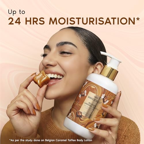 Image of Nykaa Wanderlust Belgian Caramel Toffee Moisturising Body Lotion, 250 ml |Caramel & Vanilla | Lightweight, Long-Lasting Moisturisation| Vegan, Paraben-Free I Suitable for All Skin Types