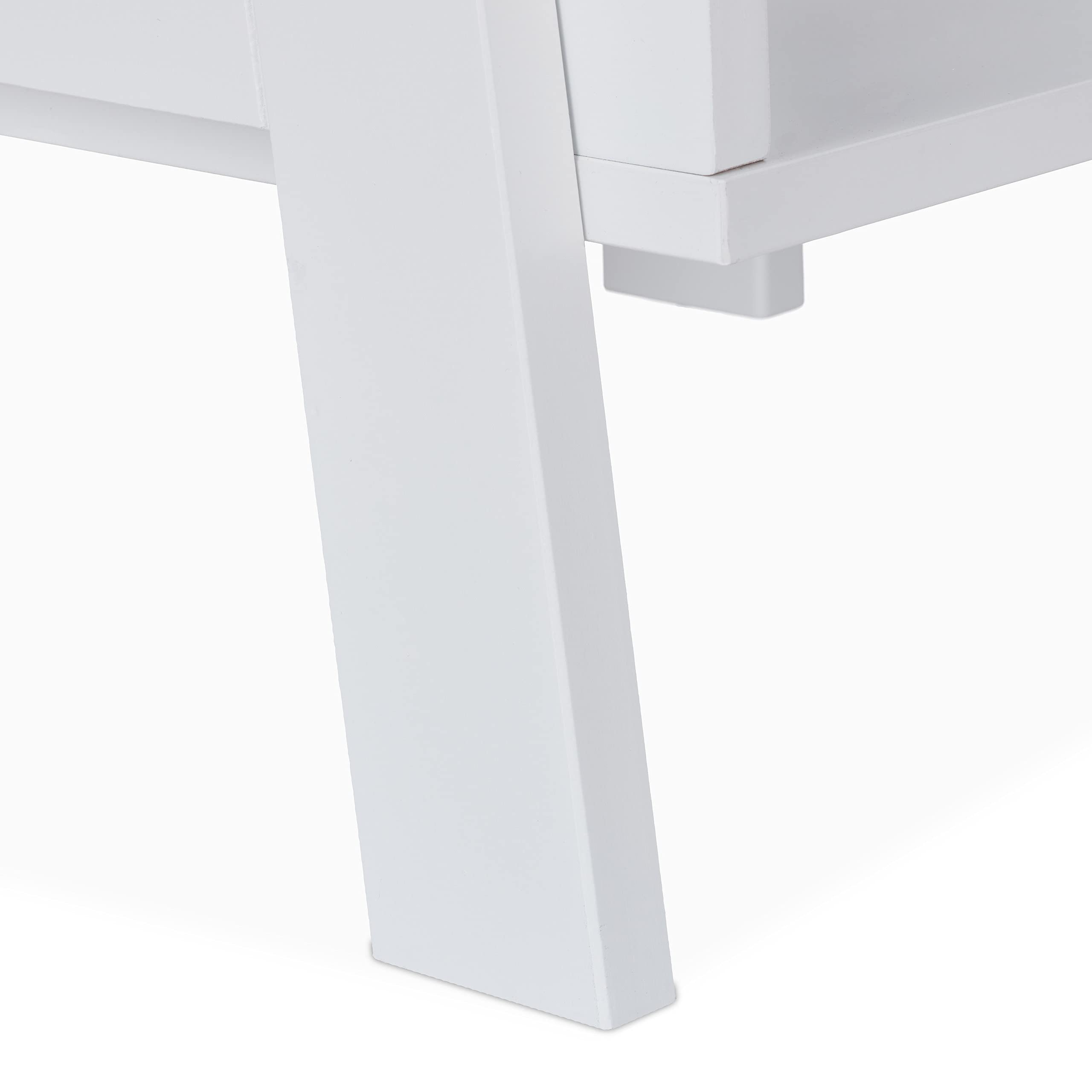 Relaxdays Scaffale a Scala, 4 Mensole, Mobile da Bagno, Cucina, Libreria Bassa, per Piante, HLP: 112x33x30 cm, Bianco