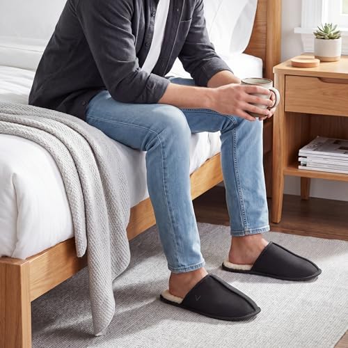 Image of Mens Scuff Slippers Micro Suede Memory Foam Slide Clogs Slip on Indoor Outdoor House Shoes