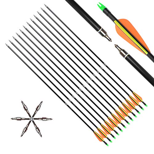 ANTSIR 12Pcs/lot Fiberglass Target Arrow 30 inch Adult Archery Hunting Nock Proof Arrow Steel Point 15-40 Lbs for Recuve & Compound Bow