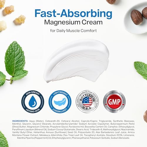 Magnesium Freeze - Topical Magnesium Cream with Niacinamide for Joints, Low Back, Knee, Hip, & Foot - Fast Acting Cooling Formula - Lightweight, Non-Greasy - 4oz - 1