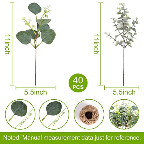 40 Pcs Artificial Greenery Eucalyptus Stem Silver Dollar Leaves Baby Eucalyptus Leaves Suitable for Family Wedding Vase Centerpieces Bouquet Flower Arrangement - Image 4