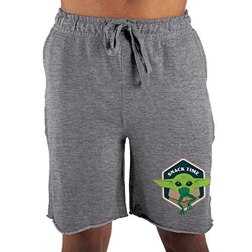 Grey Mens Star Wars Baby Yoda Snack Time Sleep Shorts-Small