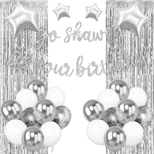 Silber Go Shawty It's Your Birthday Banner Ballons Dekorationen, Glitter Silber Geburtstag Banner mit Fransen Vorhang weiß Ballon Stern Folie Ballon für Mädchen Frauen Männer Hip Hop Rap Thema Party