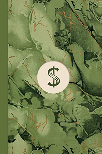 Monogram Symbol Dollar Sign Money Management Marble Notebook (Leafy Green