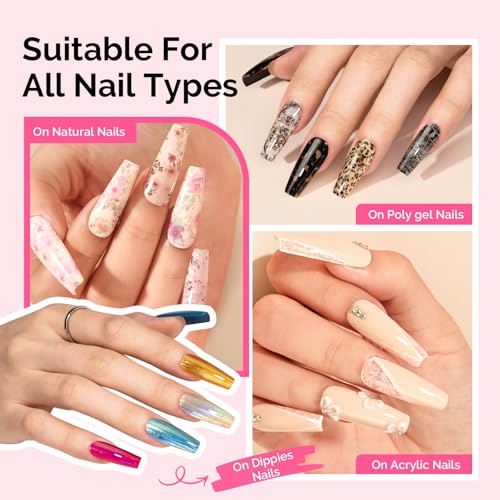 Image of MelodySusie 2PCS Nail Foil Glue Gel and 2PCS Stamping Plates, 15ML Soak Off LED /LUV Foil Transfer Adhesive for Nail Art, Professional Strong Sticky Base for Nail Foils & Stickers