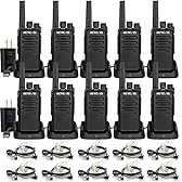 Retevis RT68 Walkie Talkies Long Range for Adults, Two Way Radios Long Range 2 Way Radio with Earpieces, Walkie Talkie Rechargeable with Charging Base, Manufacturing Restaurant School(10 Pack)