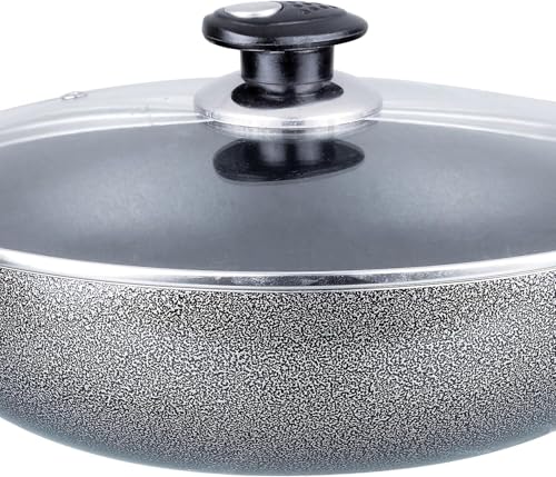 Wok de aluminio antiadherente con tapa, 10 pulg, gris miniatura 6